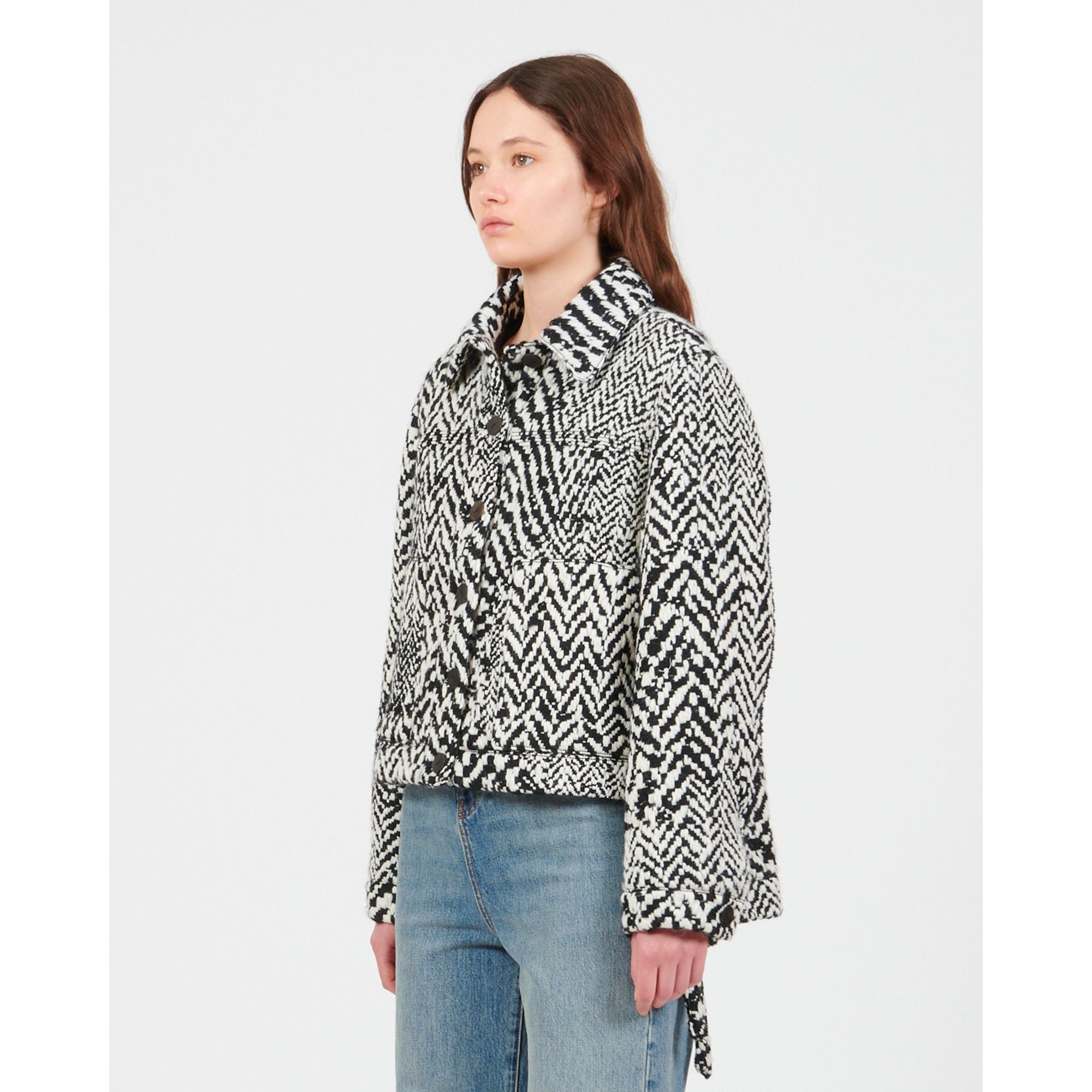 Women Workwear Jacket - Black/White