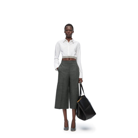 Women Cropped Trousers - Black/White