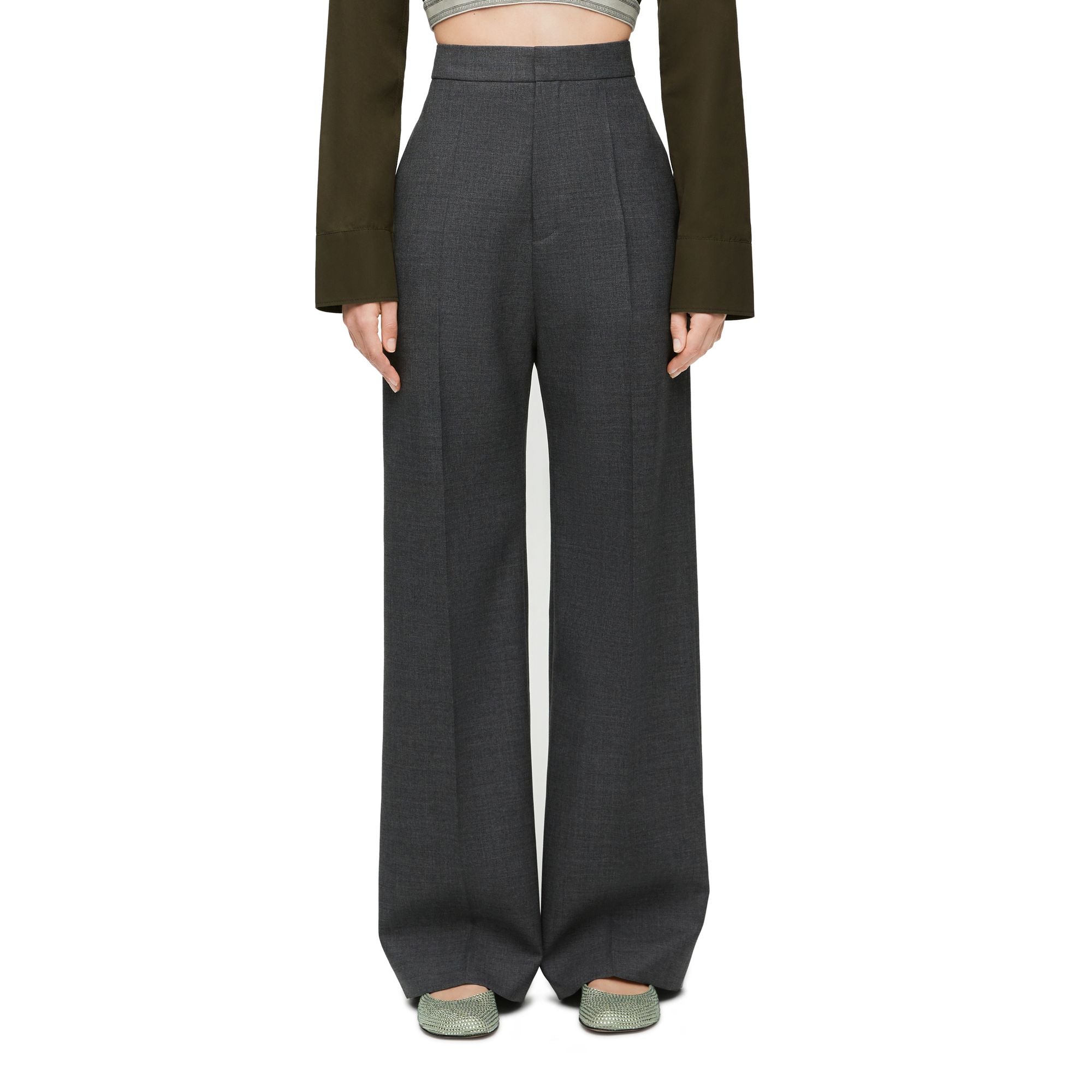 Women High Waisted Trousers Af - Dark Grey