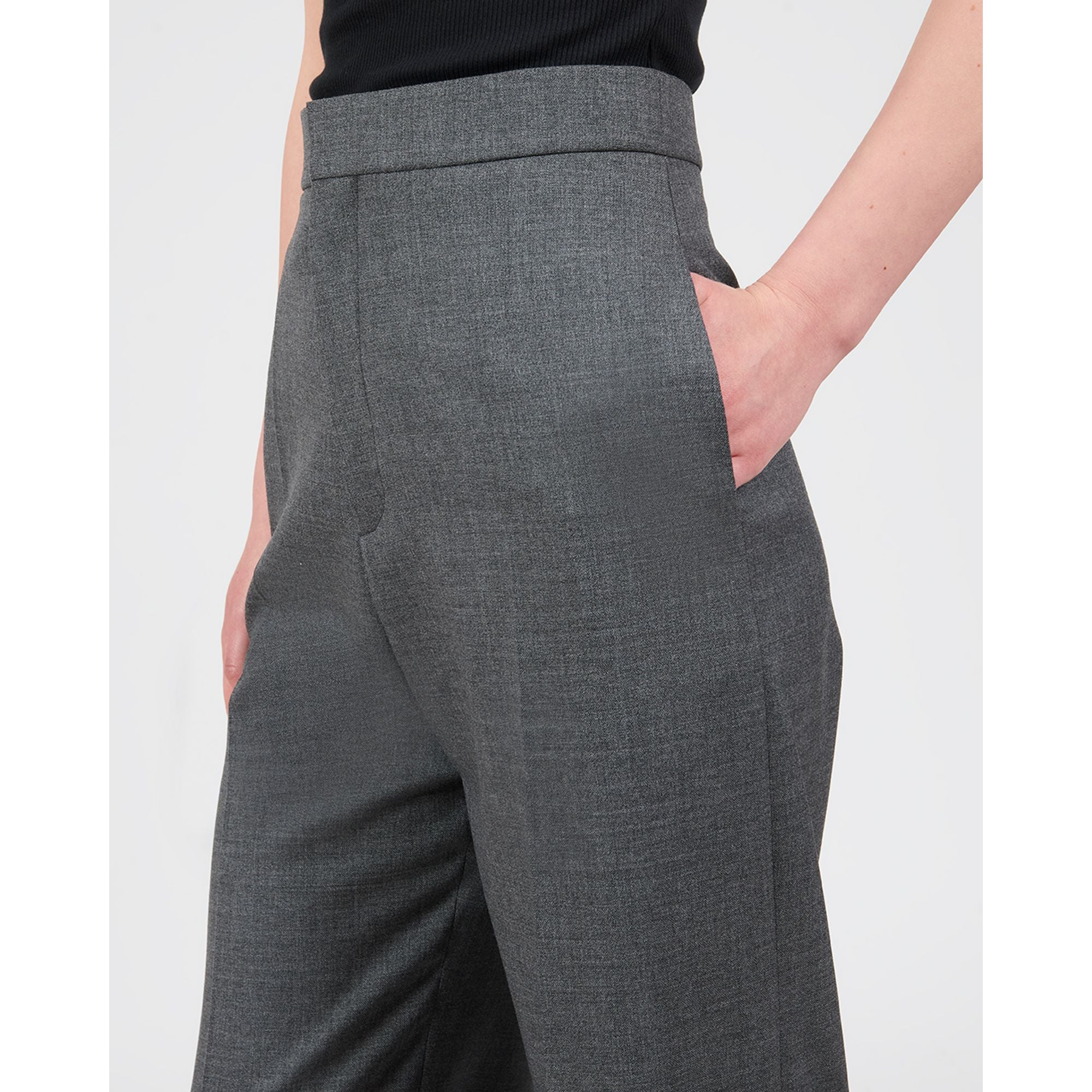 Women High Waisted Trousers Af - Dark Grey