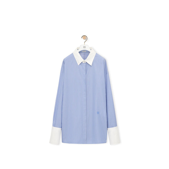 Women Deconstructed Shirt - Blue/White