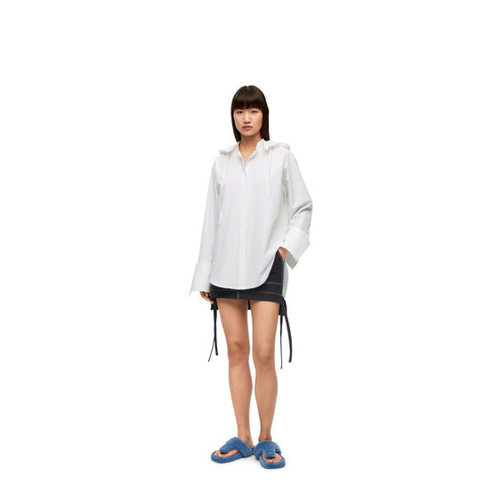Women Anagram Hooded Shirt - White