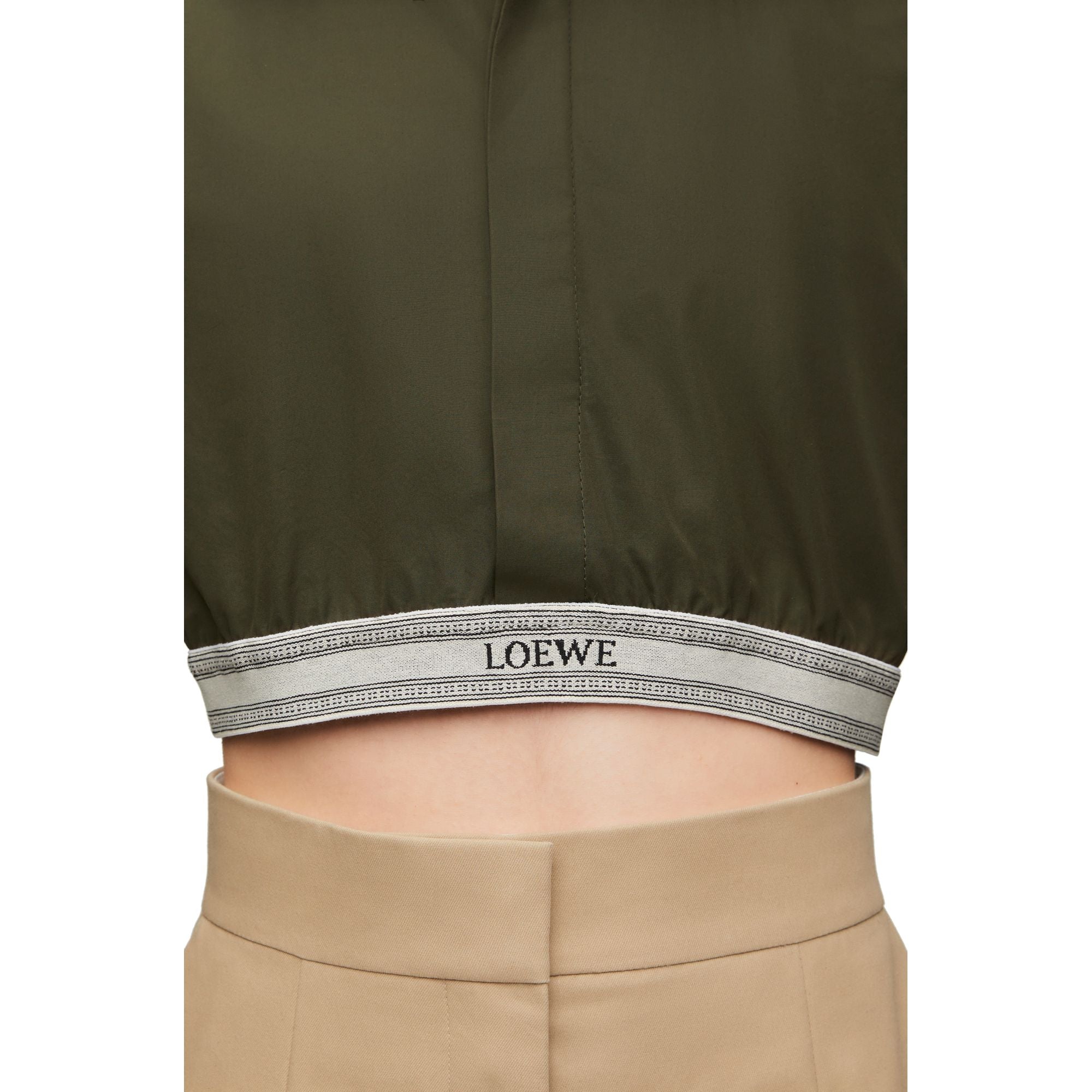 Women Cropped Shirt - Dark Olive Green