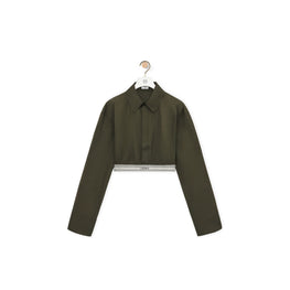 Women Cropped Shirt - Dark Olive Green
