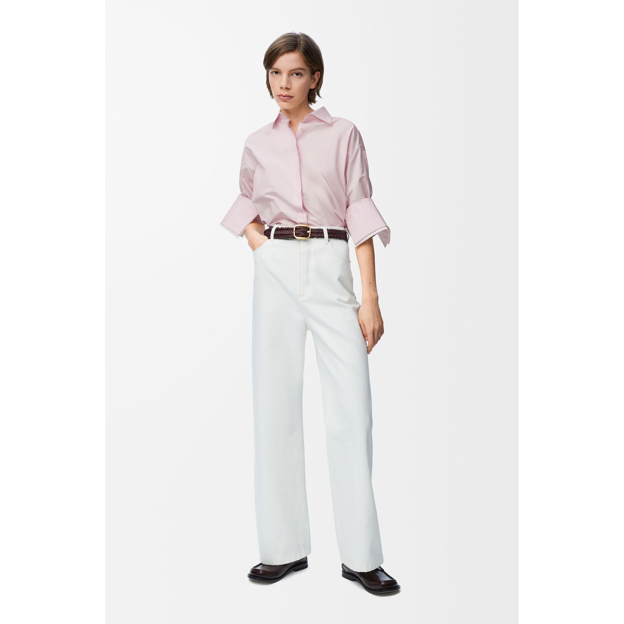 Women Turn-Up Shirt - Baby Light Pink