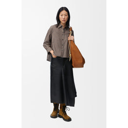 Women Trapeze Shirt - Brown/White/Black
