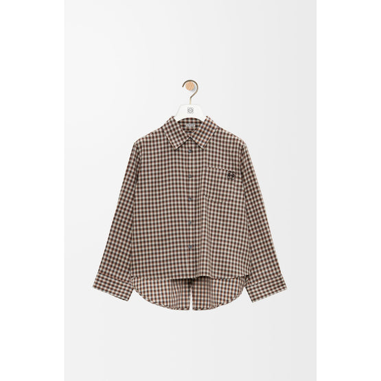 Women Trapeze Shirt - Brown/White/Black