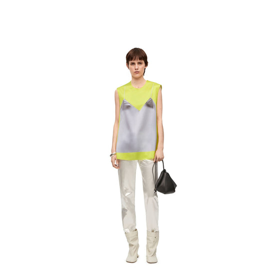Women Trompe L'Oeil Sleeveless Top - Yellow/Grey