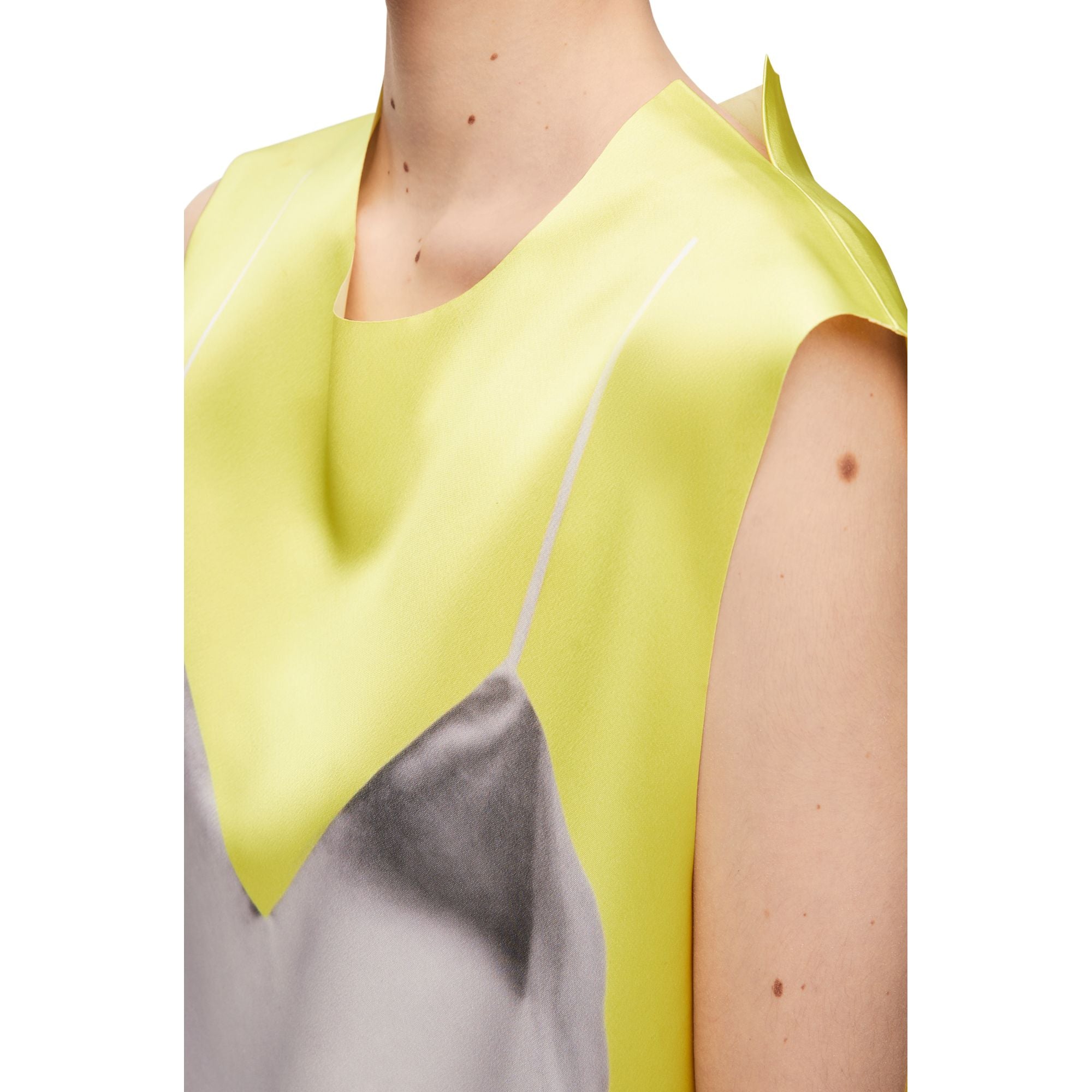 Women Trompe L'Oeil Sleeveless Top - Yellow/Grey