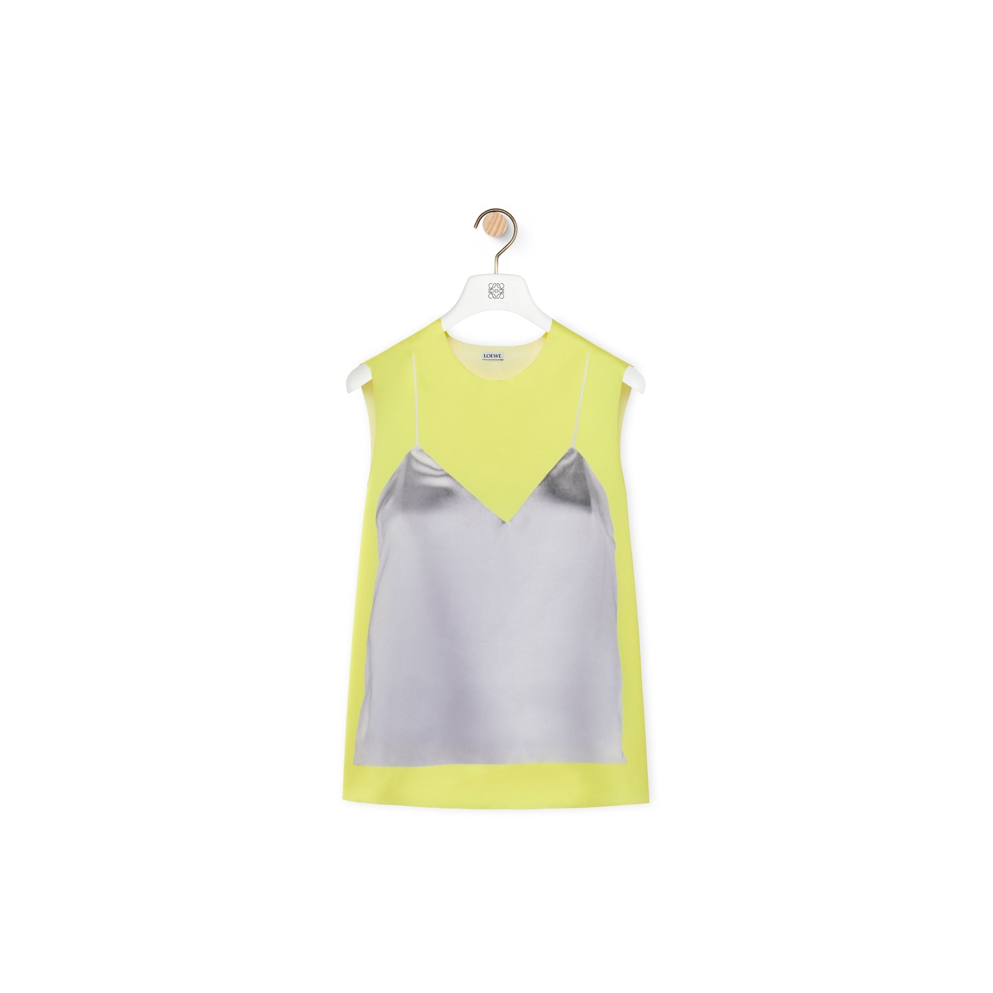 Women Trompe L'Oeil Sleeveless Top - Yellow/Grey