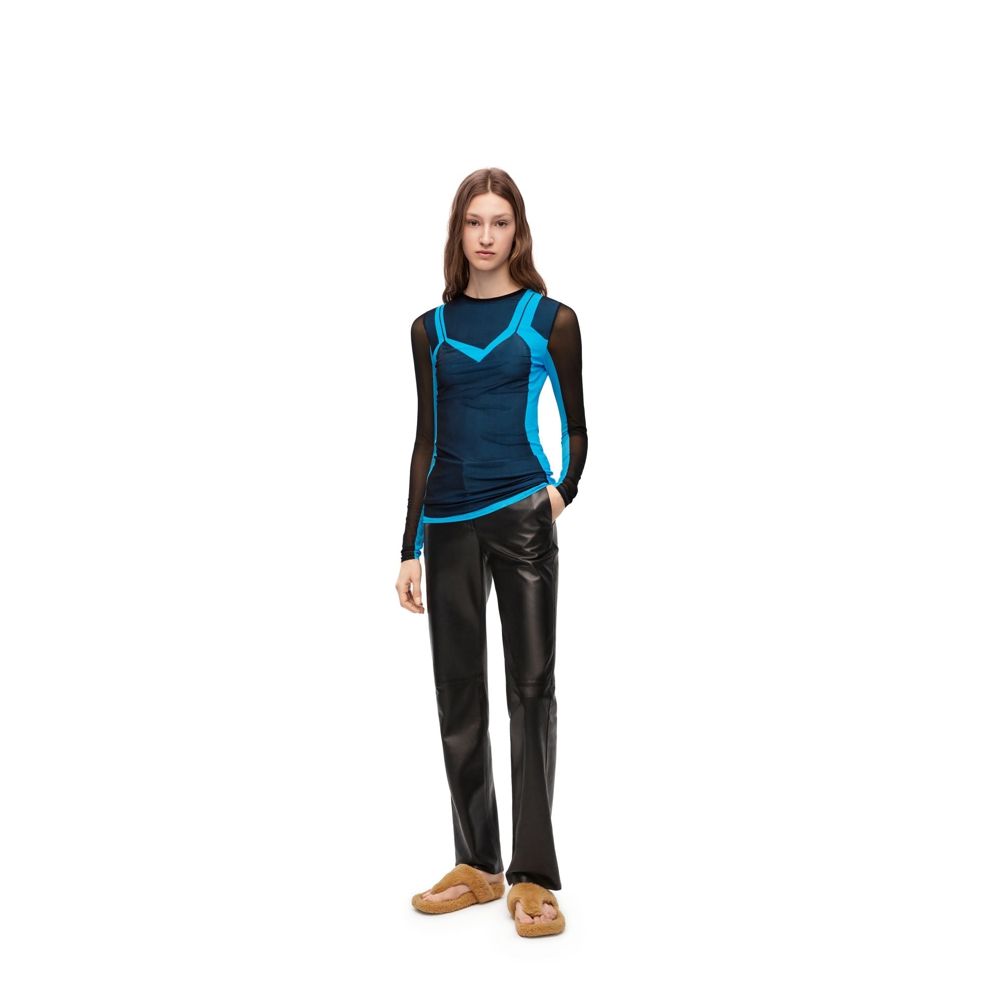 Women Trompe L'Oeil Top - Black/Blue