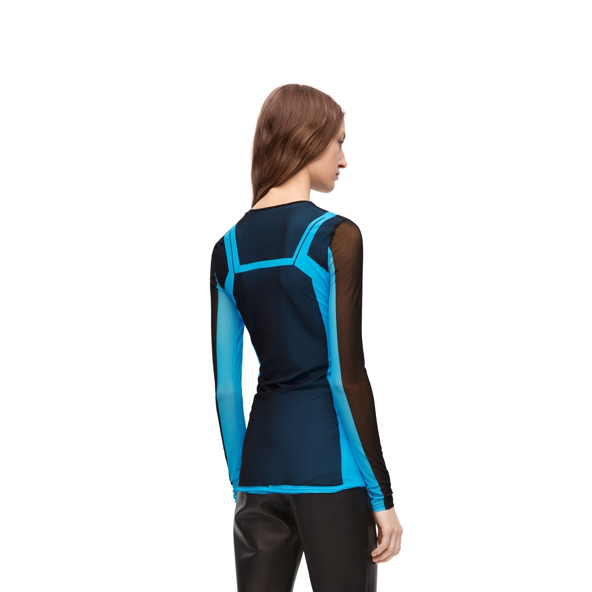 Women Trompe L'Oeil Top - Black/Blue