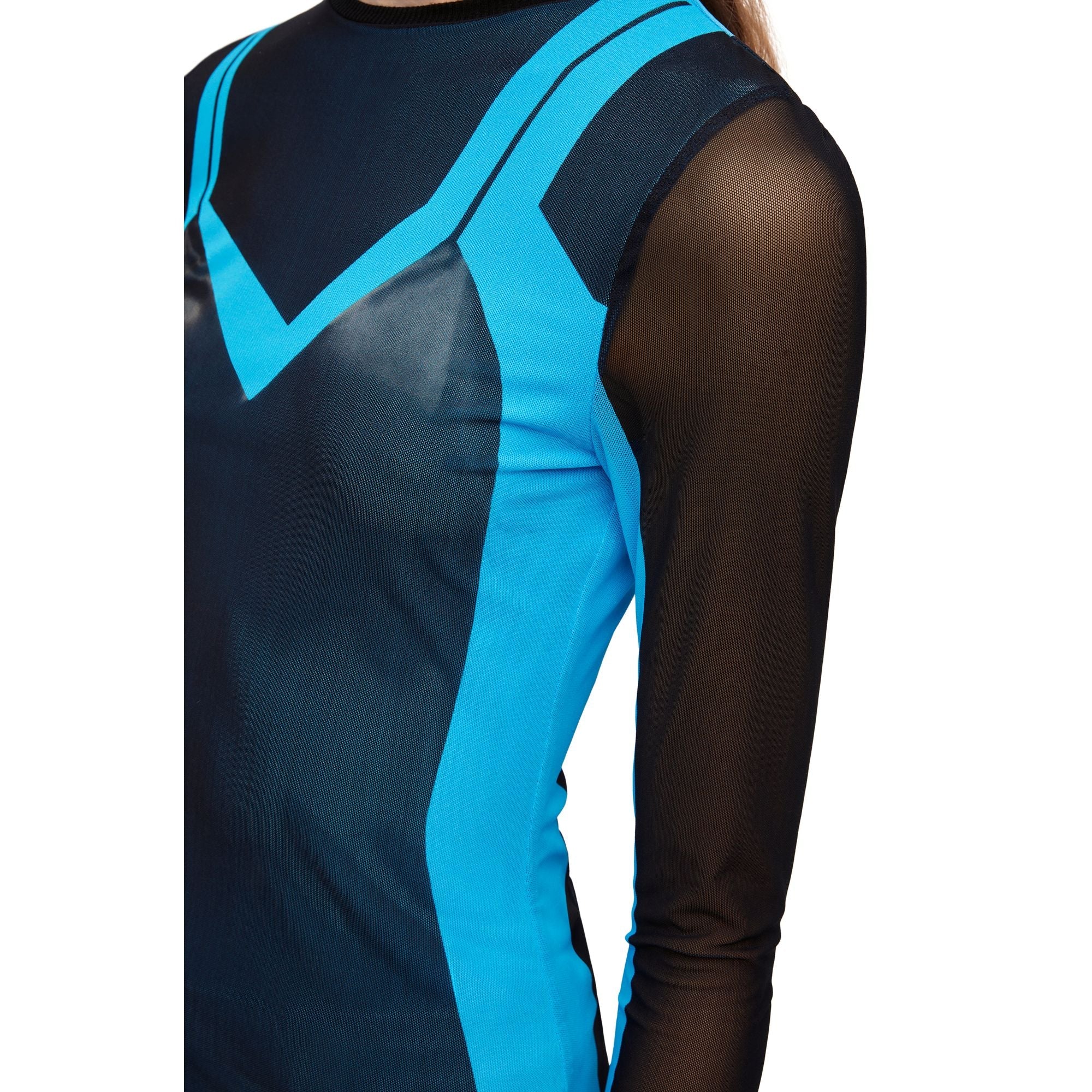 Women Trompe L'Oeil Top - Black/Blue