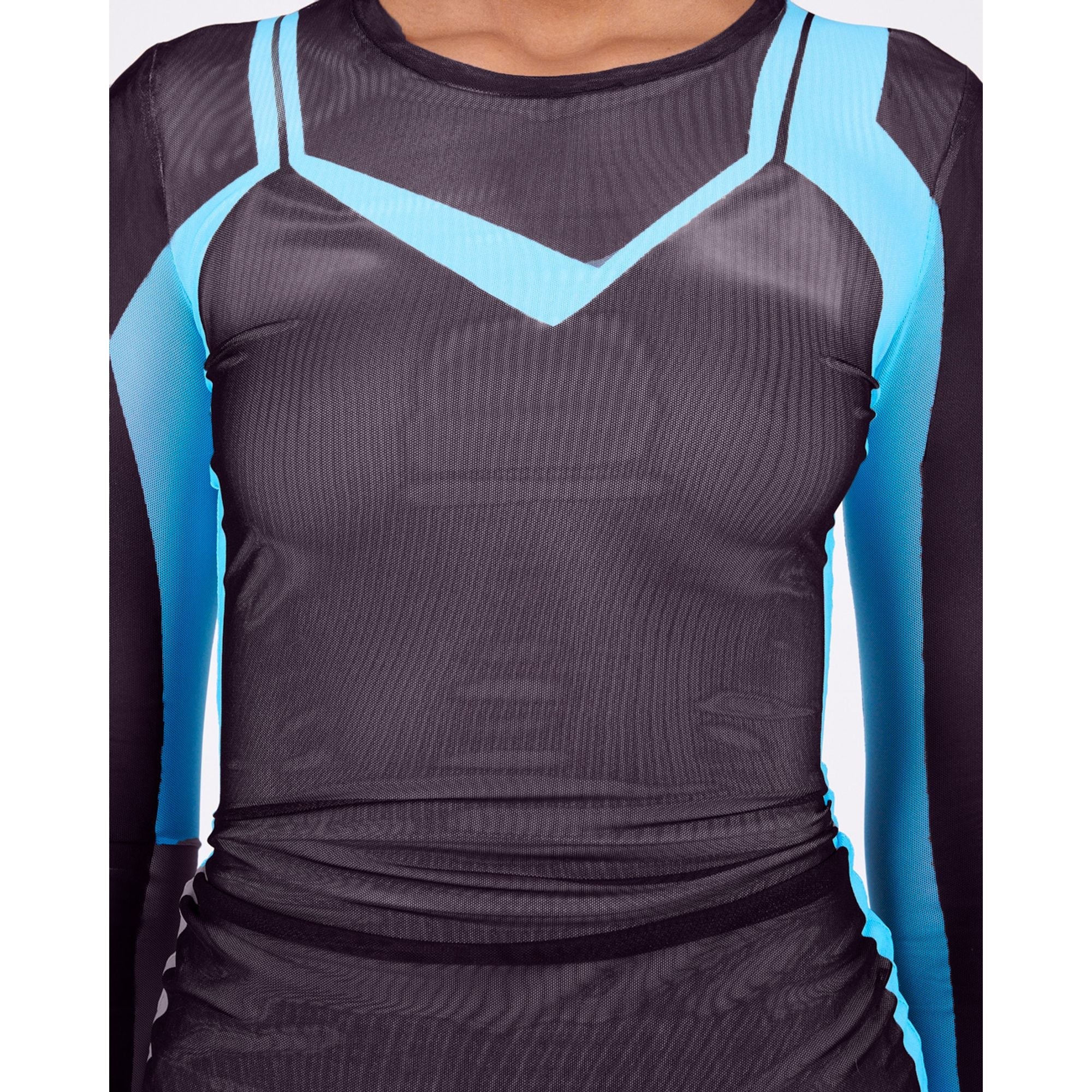 Women Trompe L'Oeil Top - Black/Blue