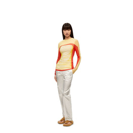 Women Trompe L'Oeil Top - Yellow/Red