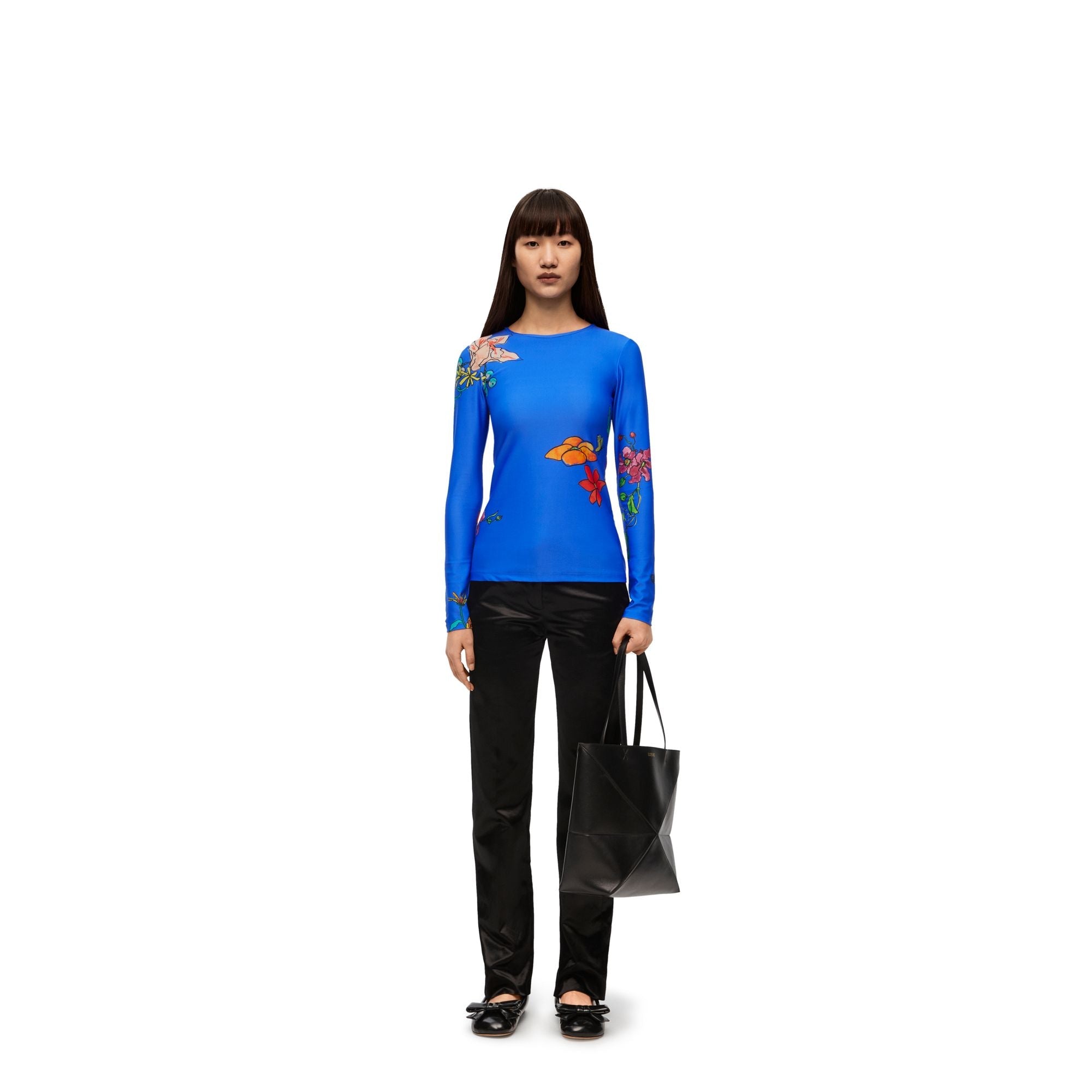 Women Flower Second Skin Top - Blue/Multicolor