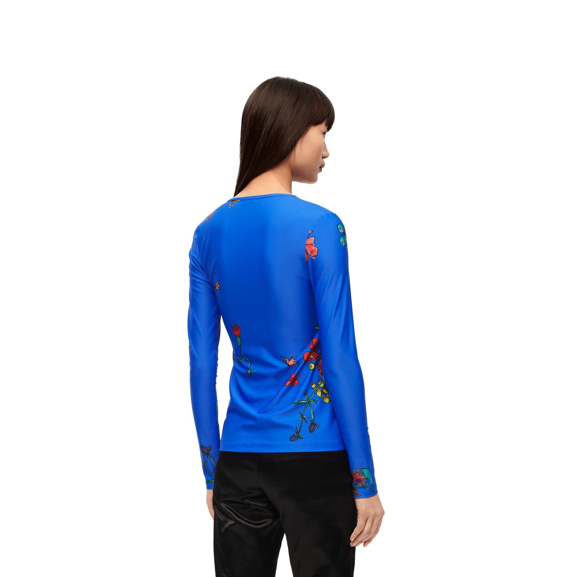 Women Flower Second Skin Top - Blue/Multicolor