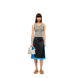 Women Trompe L'Oeil Midi Skirt - Black/Blue