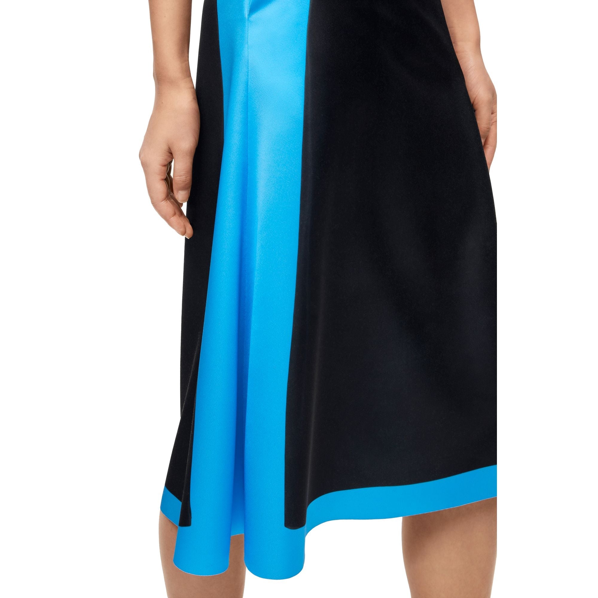 Women Trompe L'Oeil Midi Skirt - Black/Blue