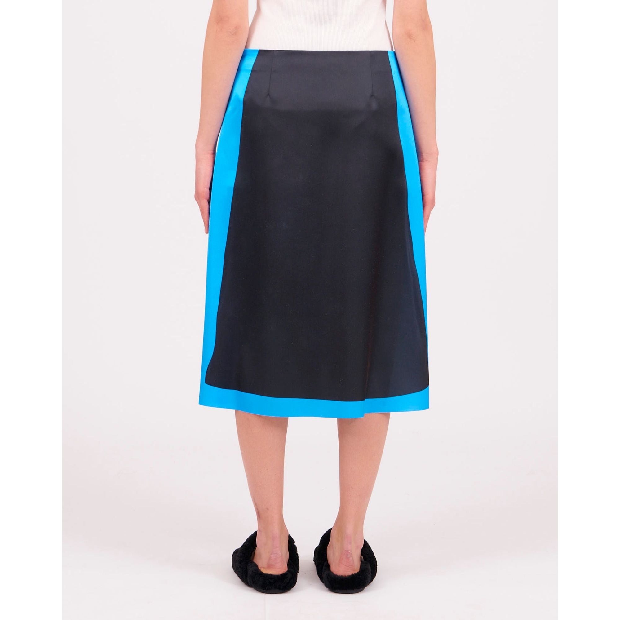 Women Trompe L'Oeil Midi Skirt - Black/Blue