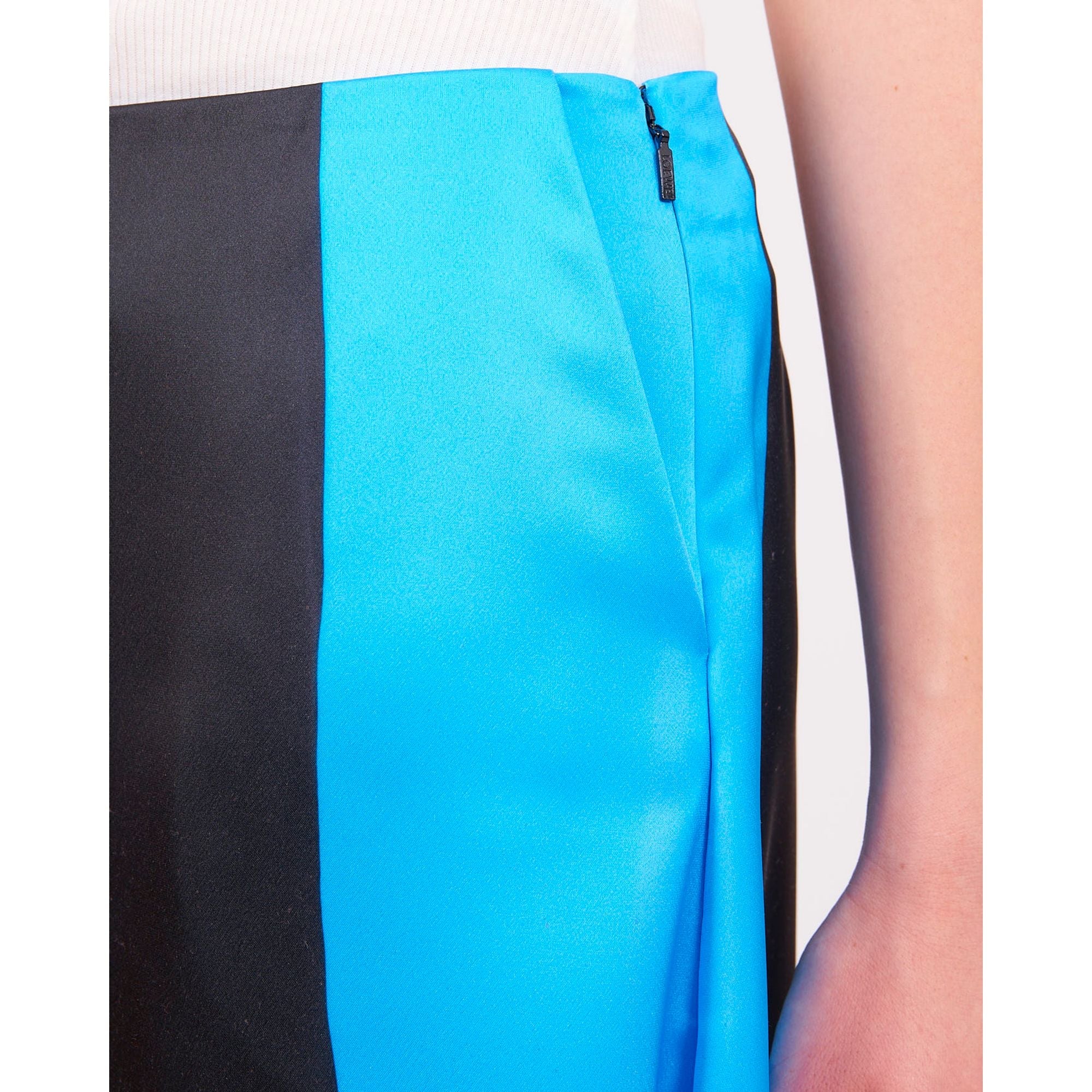 Women Trompe L'Oeil Midi Skirt - Black/Blue