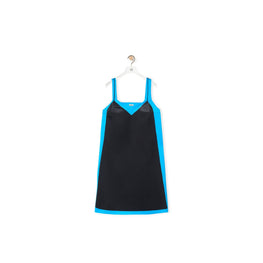 Women Trompe L'Oeil Sleeveless Dress - Black/Blue