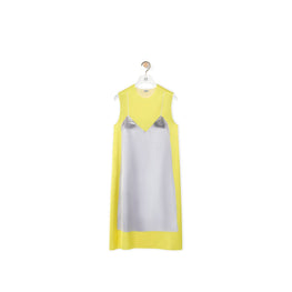 Women Trompe L'Oeil A-Line Dress - Yellow/Grey