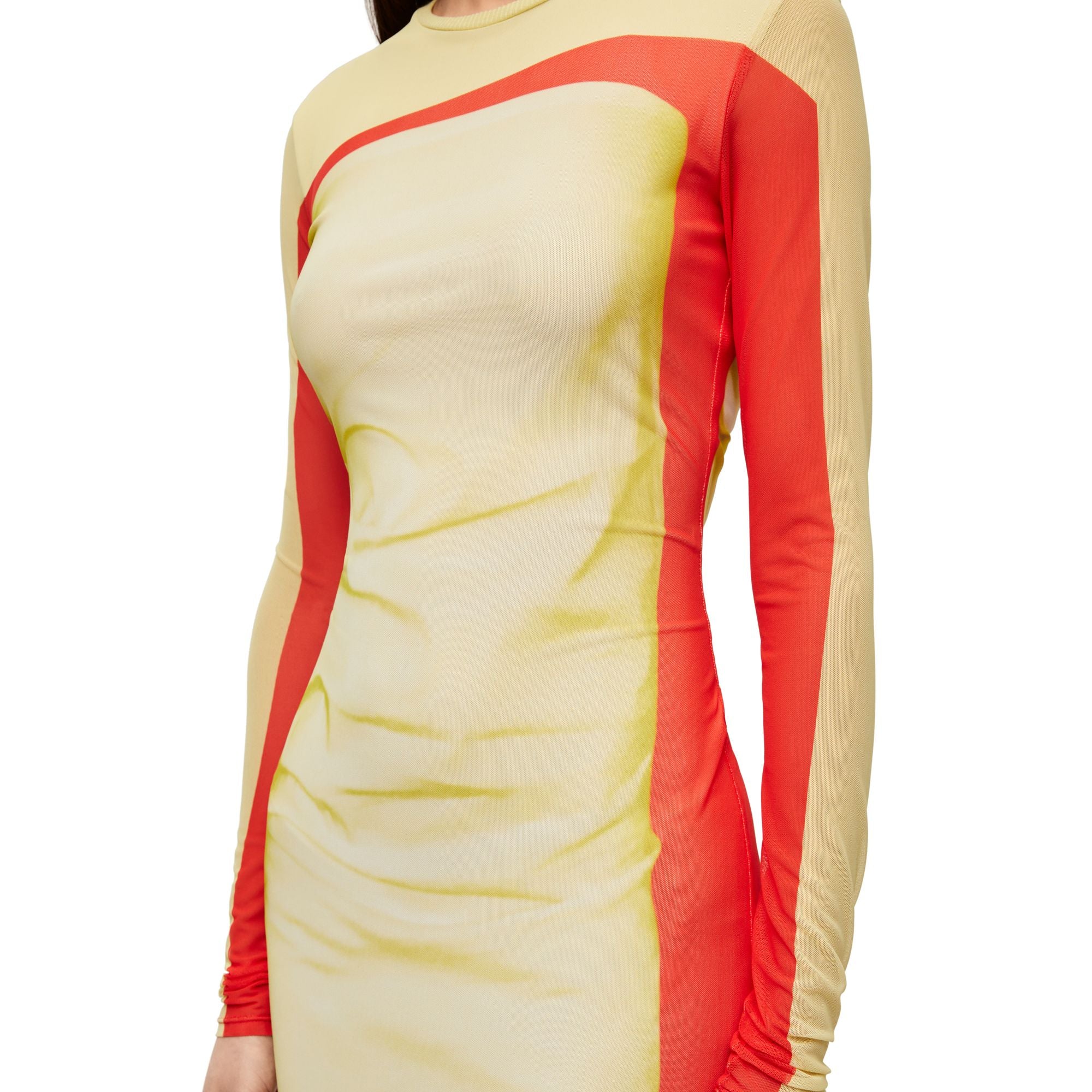 Women Trompe L'Oeil Tube Dress - Yellow/Red
