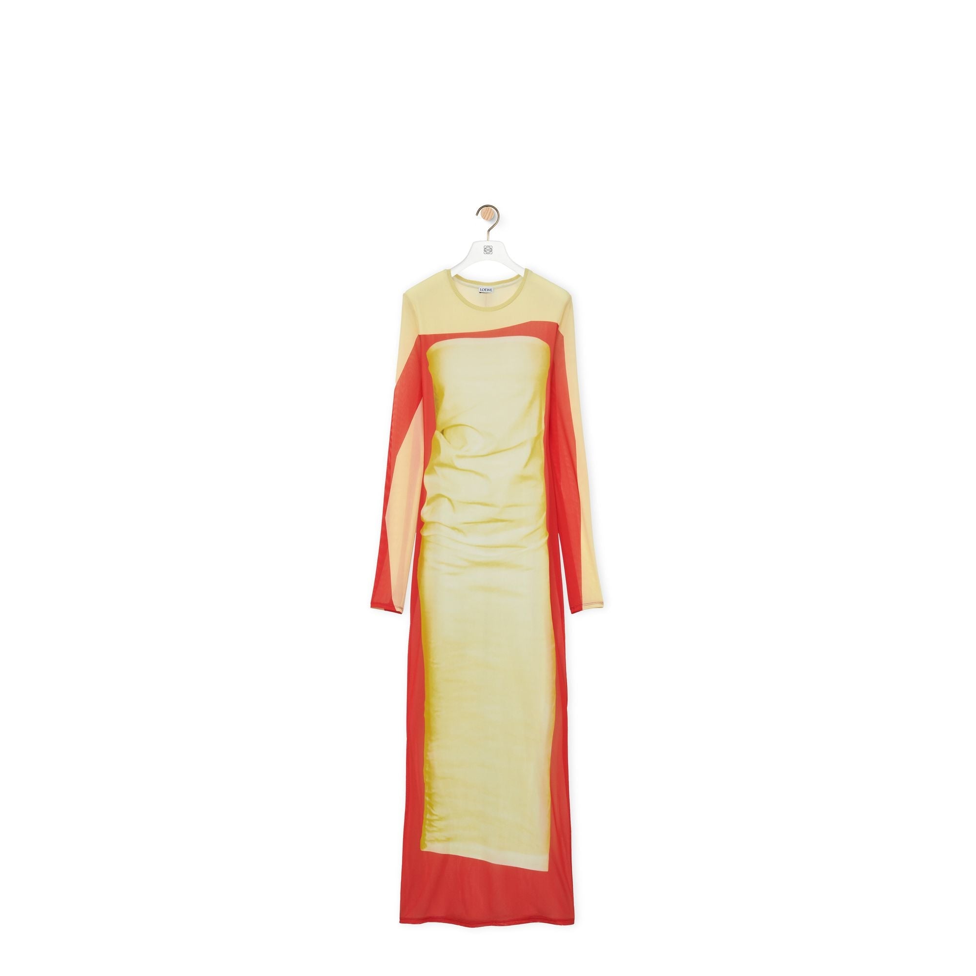 Women Trompe L'Oeil Tube Dress - Yellow/Red