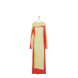 Women Trompe L'Oeil Tube Dress - Yellow/Red