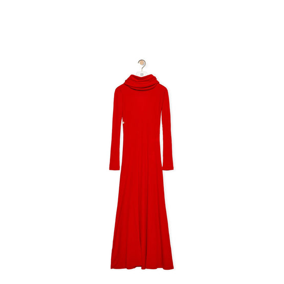 Women Cowl Neck Dress Af - Lac Red