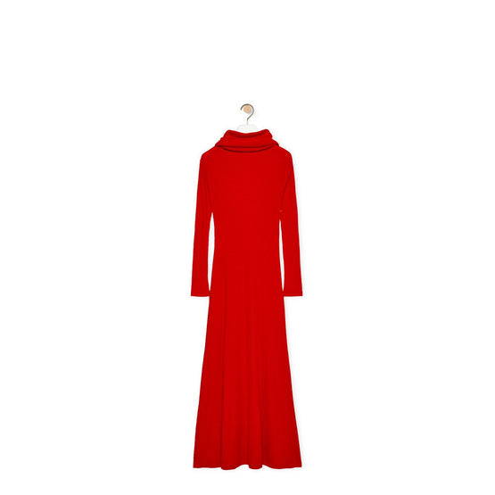 Women Cowl Neck Dress Af - Lac Red