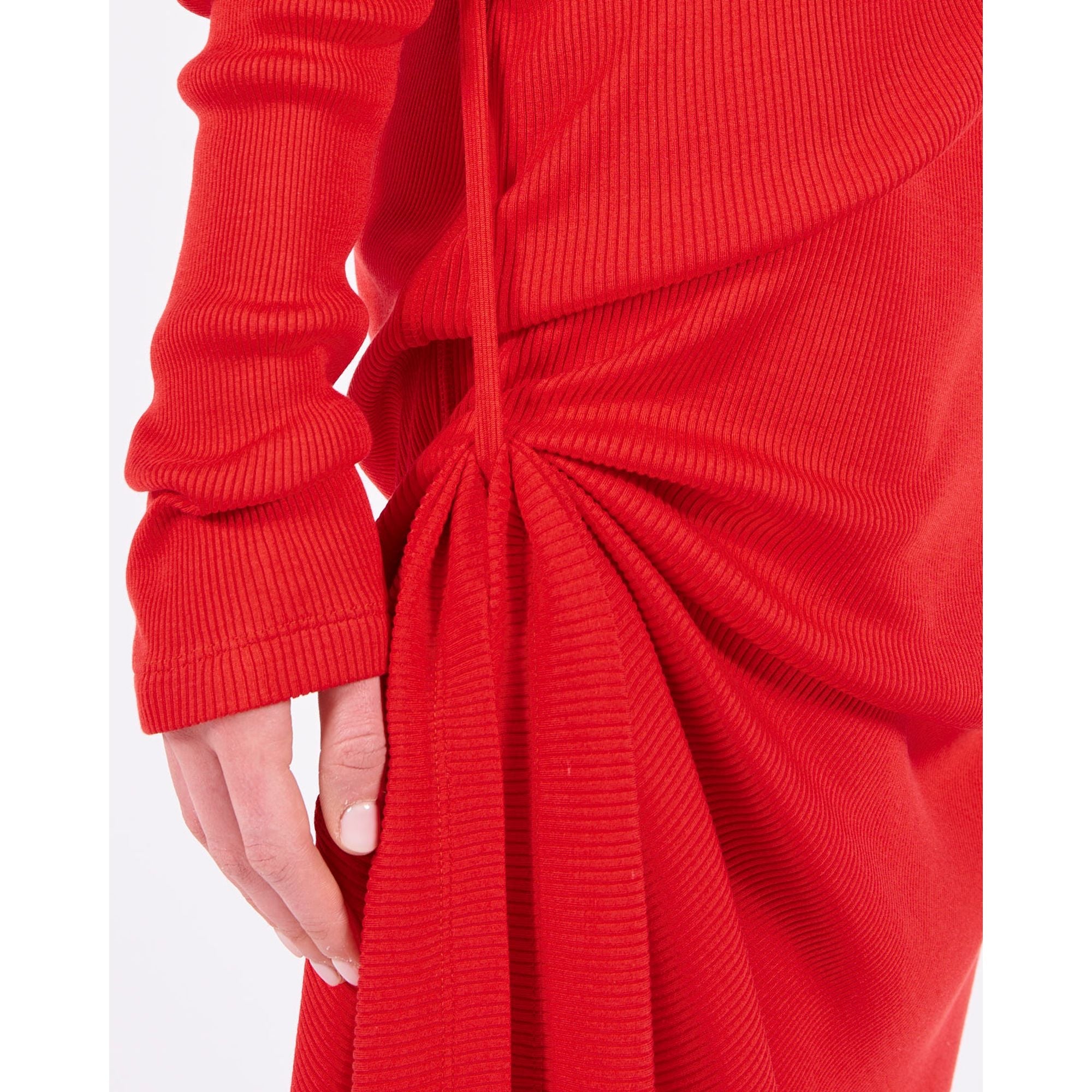 Women Cowl Neck Dress Af - Lac Red