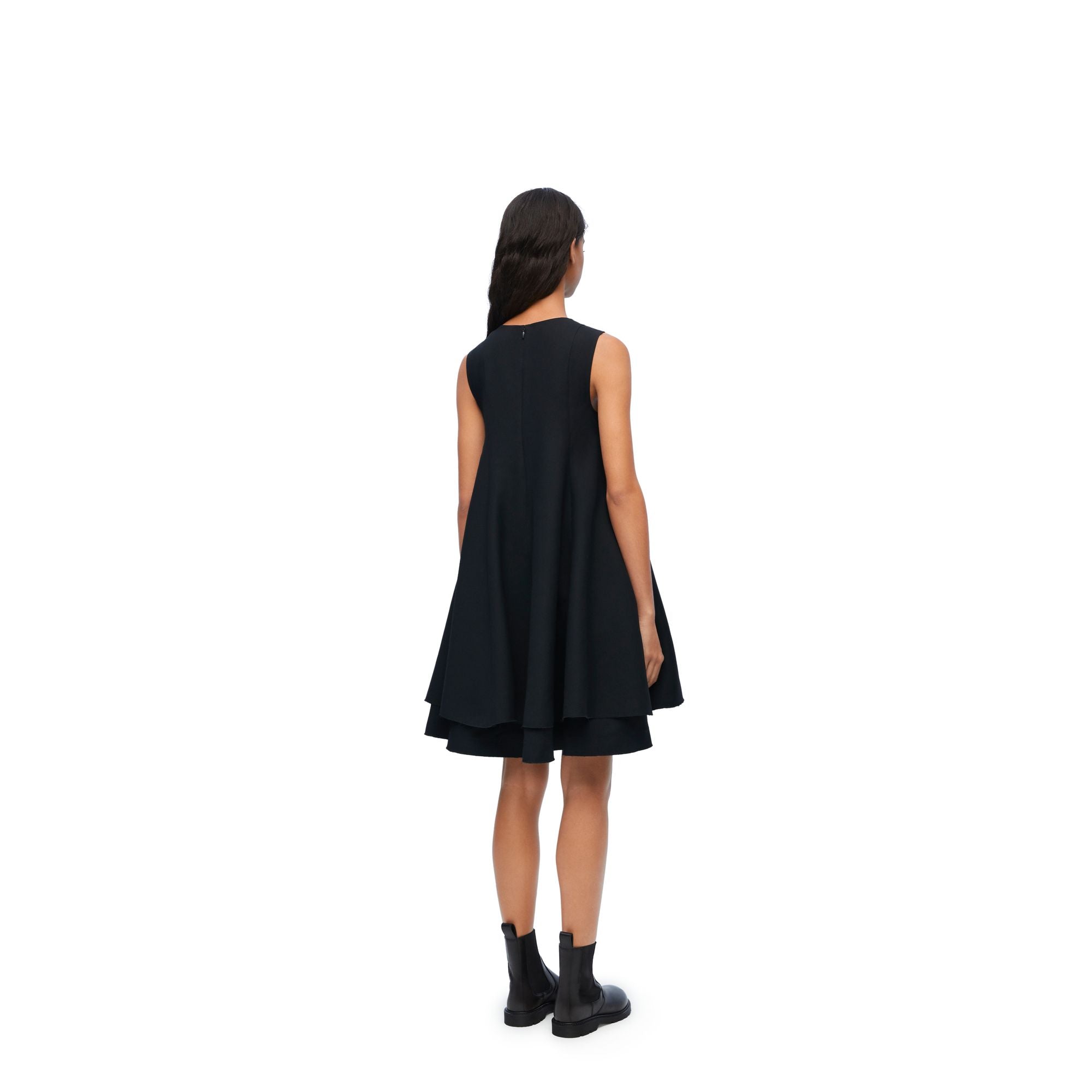 Women Double Layer Dress - Black