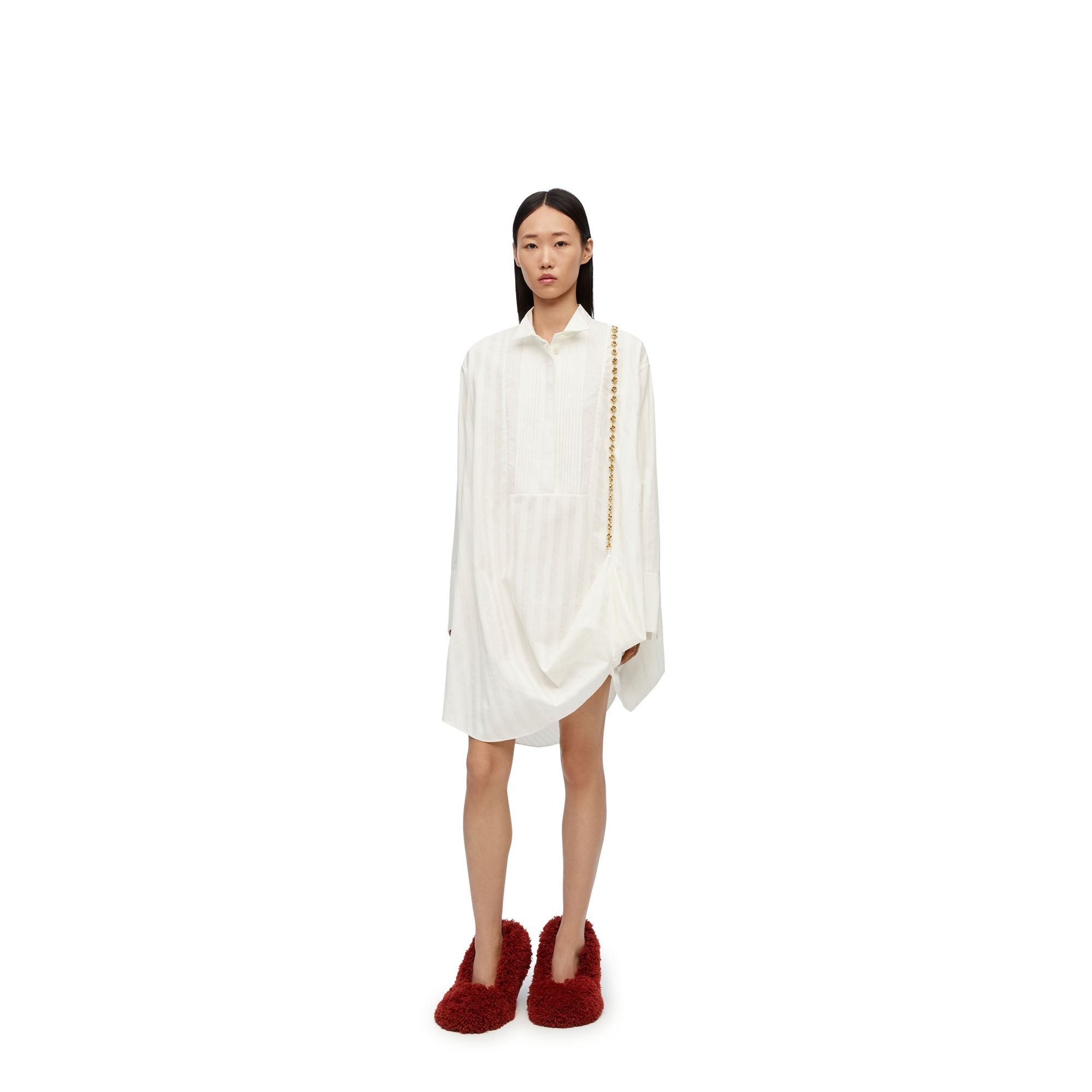 Women Chain Shirt Dress - Optic White