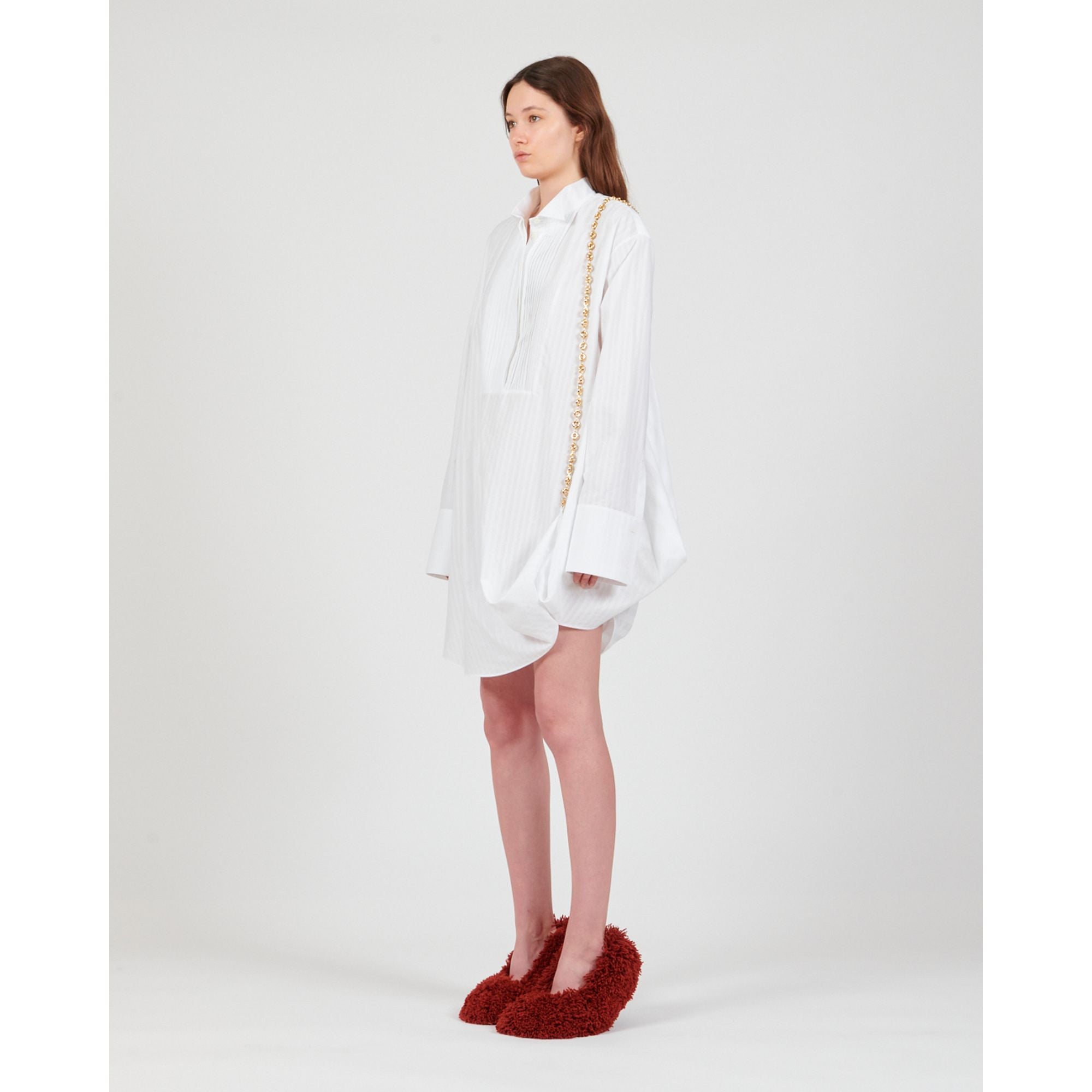 Women Chain Shirt Dress - Optic White
