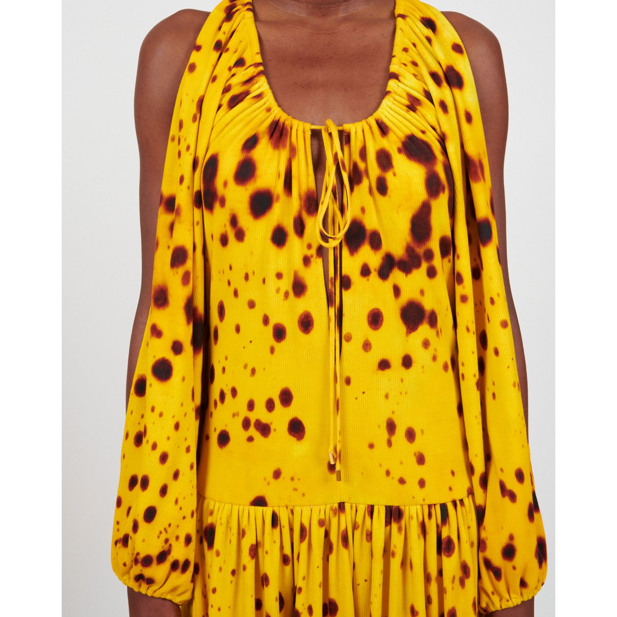 Women Long Dress - Yellow Gold/Multicolor