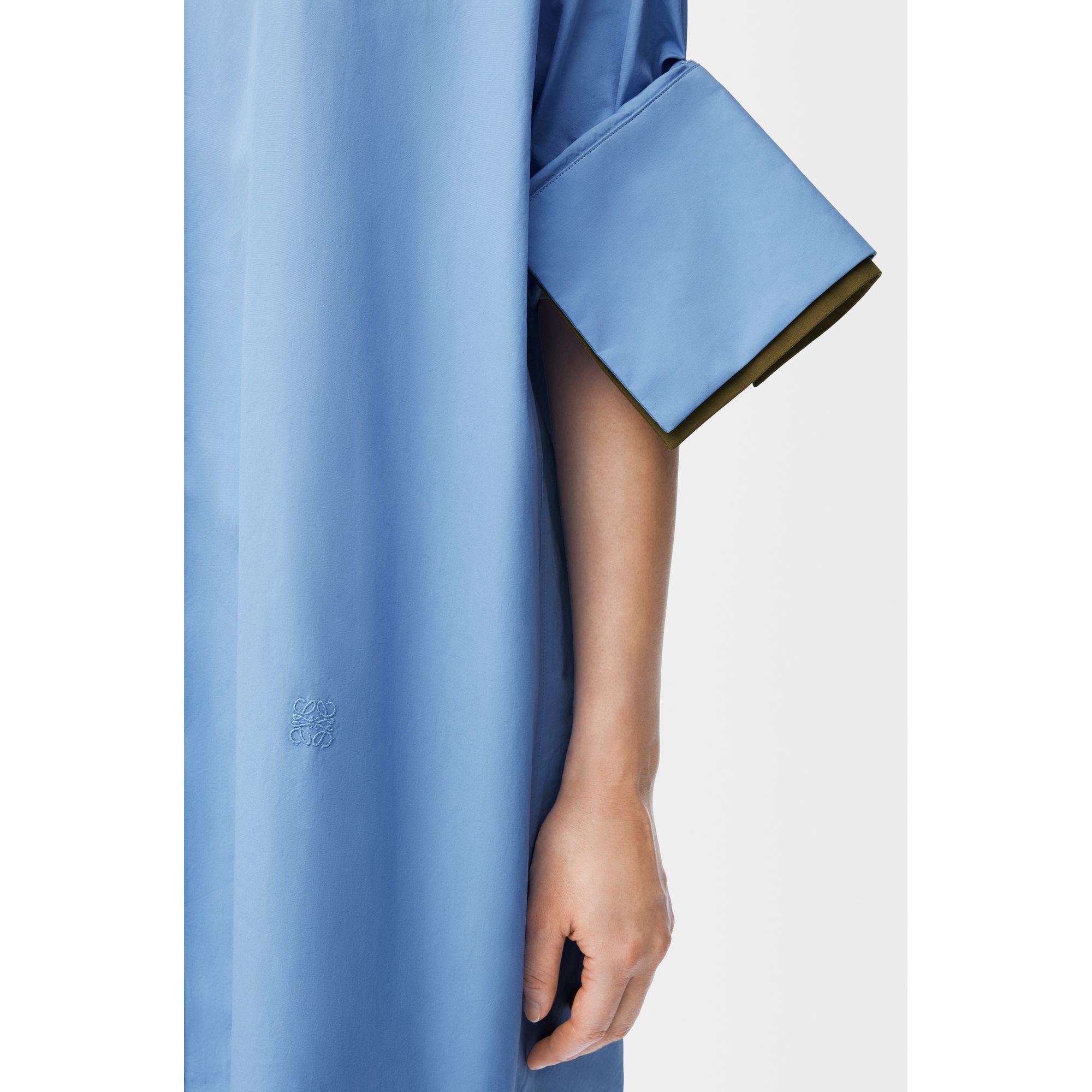 Women Turn-Up Shirt Dress - Ash Blue