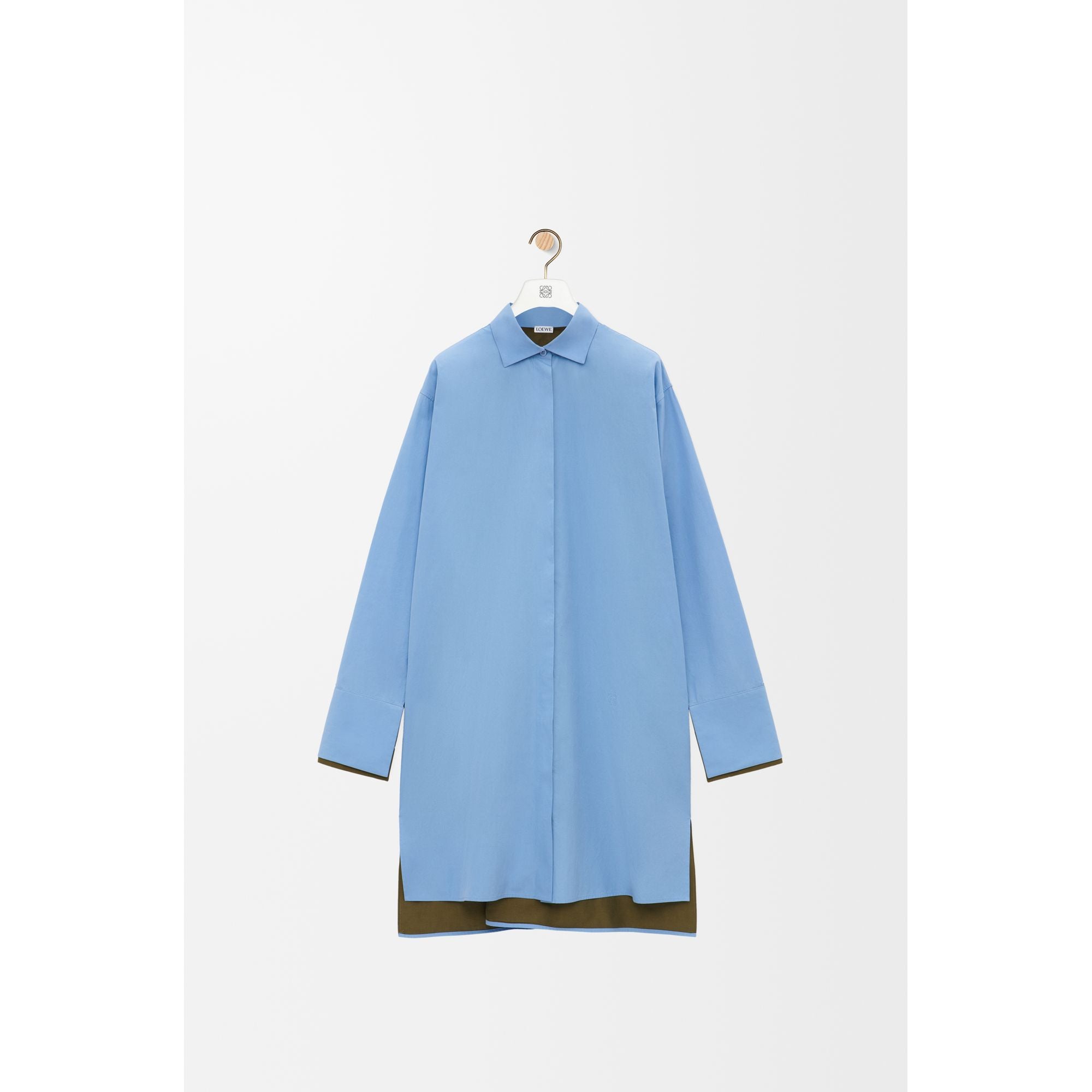 Women Turn-Up Shirt Dress - Ash Blue