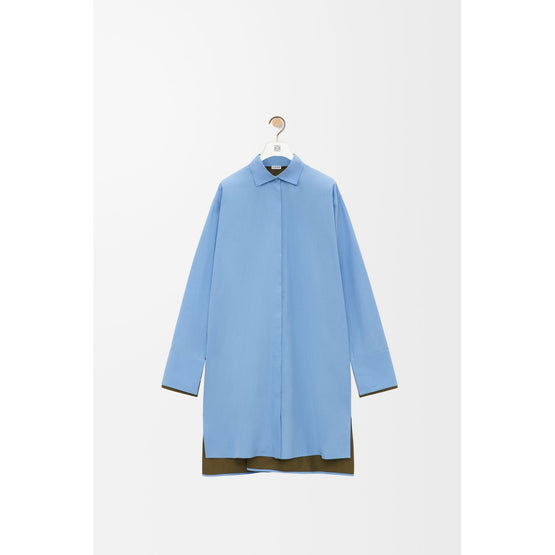 Women Turn-Up Shirt Dress - Ash Blue