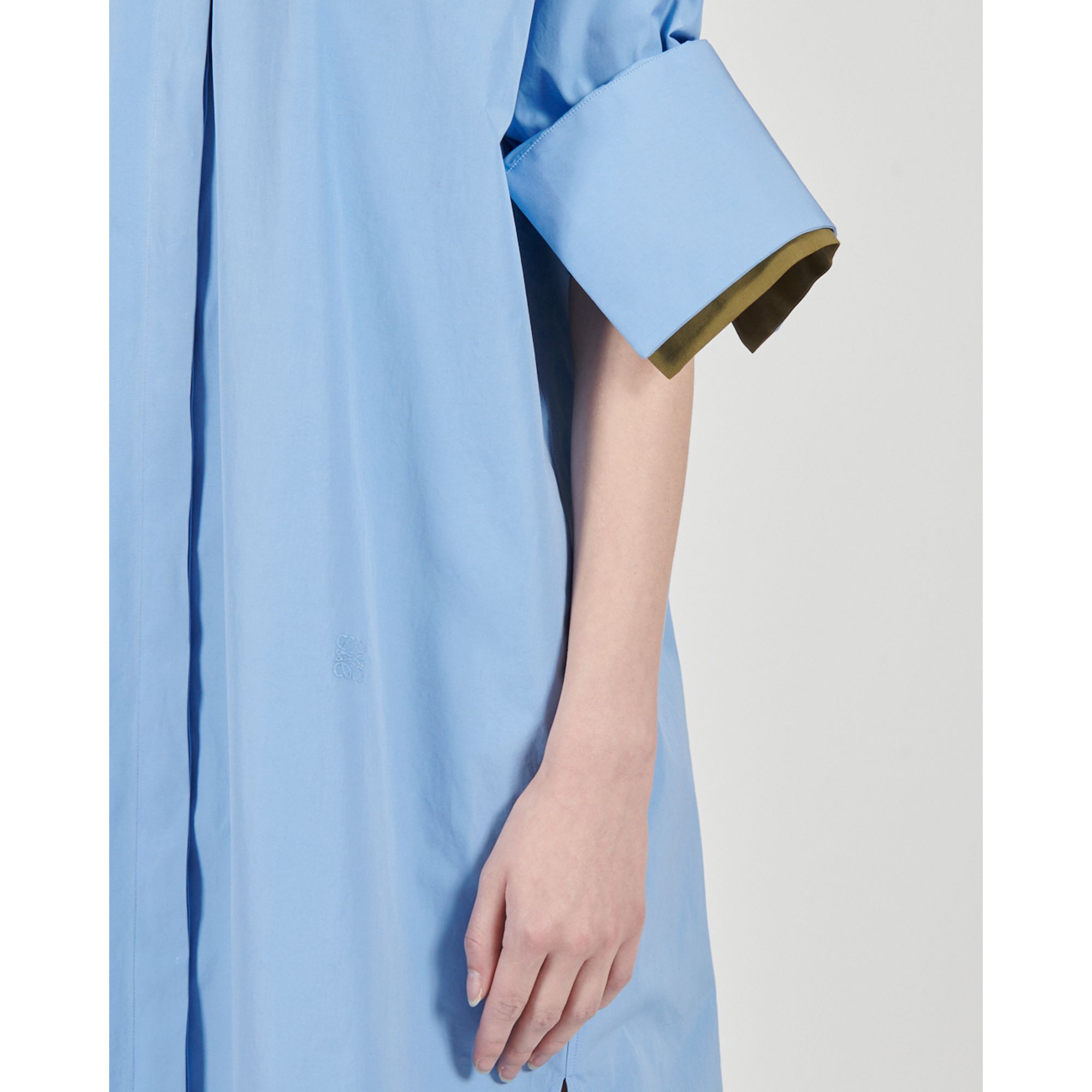 Women Turn-Up Shirt Dress - Ash Blue