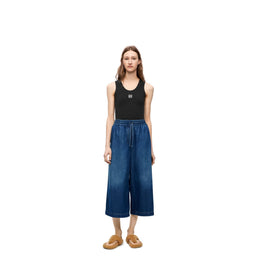 Women Cropped Trousers - Washed Denim