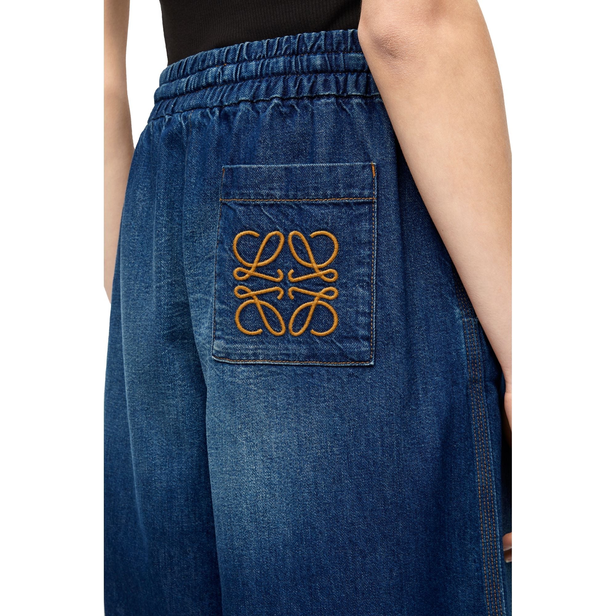 Women Cropped Trousers - Washed Denim