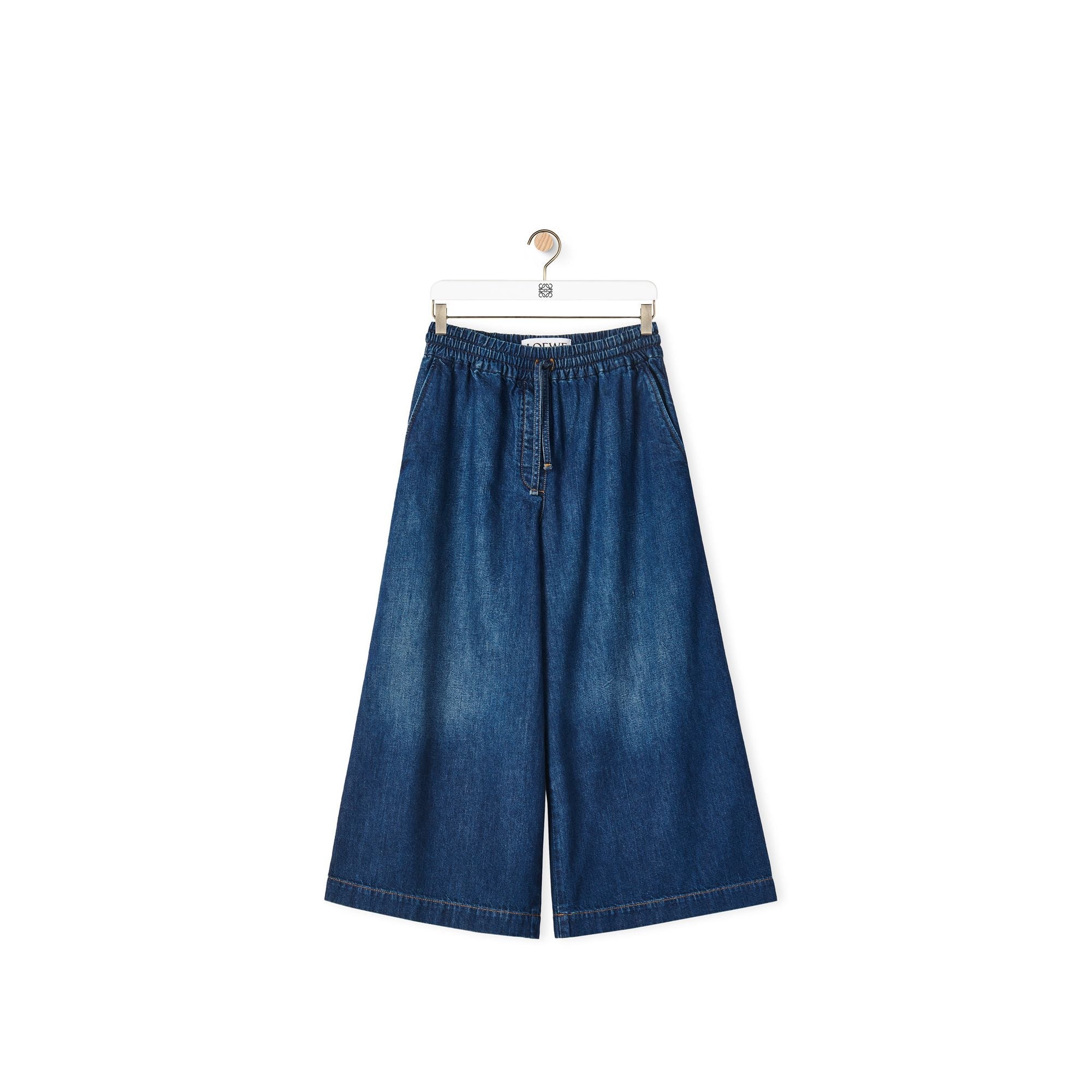 Women Cropped Trousers - Washed Denim