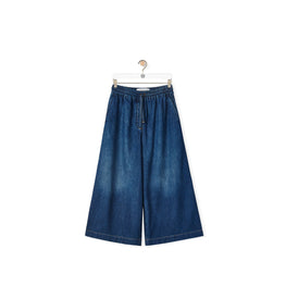 Women Cropped Trousers - Washed Denim