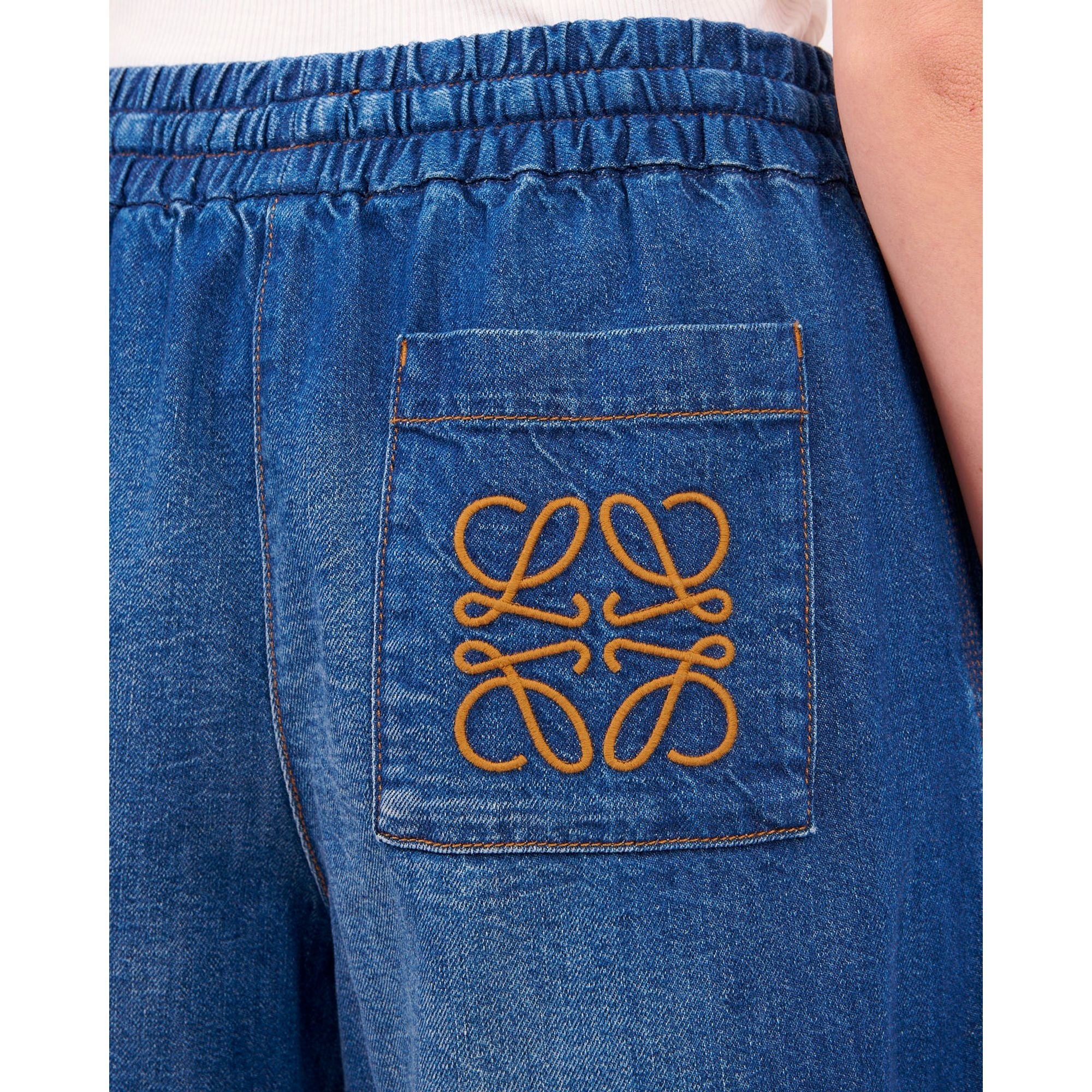 Women Cropped Trousers - Washed Denim
