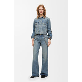 Women Chain Jeans - Washed Denim