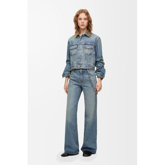 Women Chain Jeans - Washed Denim