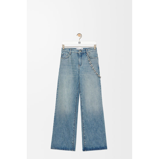 Women Chain Jeans - Washed Denim
