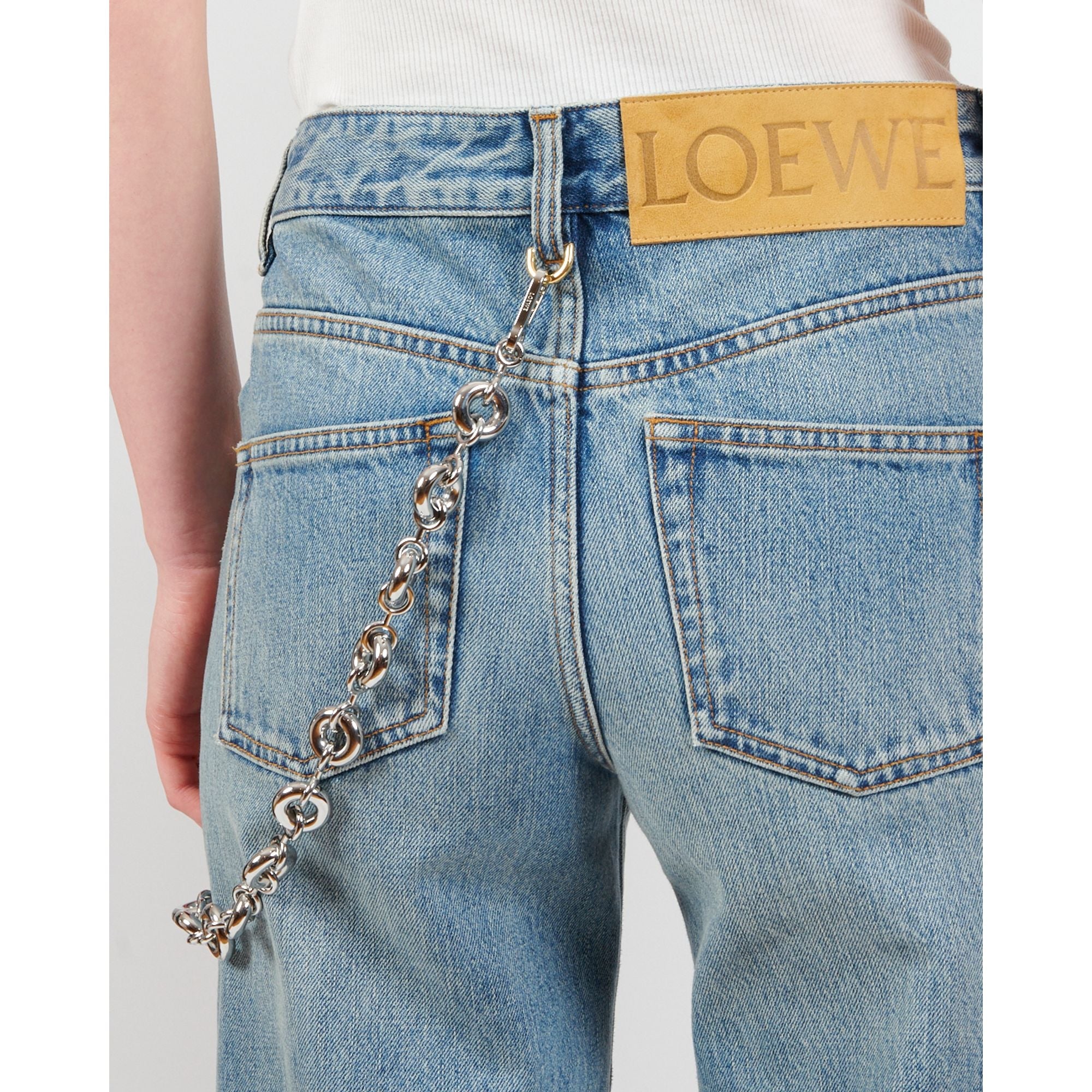 Women Chain Jeans - Washed Denim